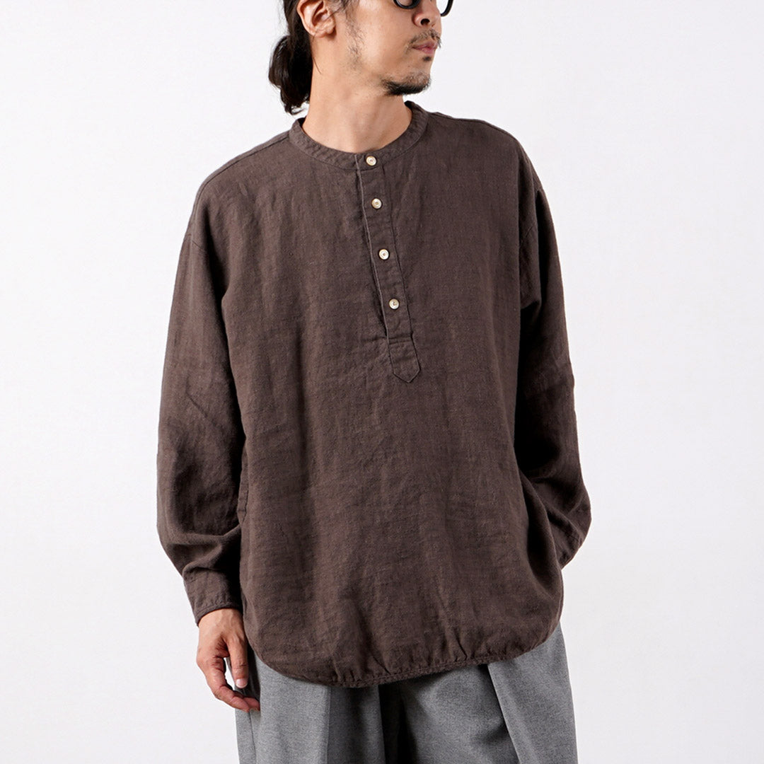 KEMA DESIGNS（ケマデザインズ） ブラッシュドリネン ヘンリーネック L/S 布帛TEE 日本製