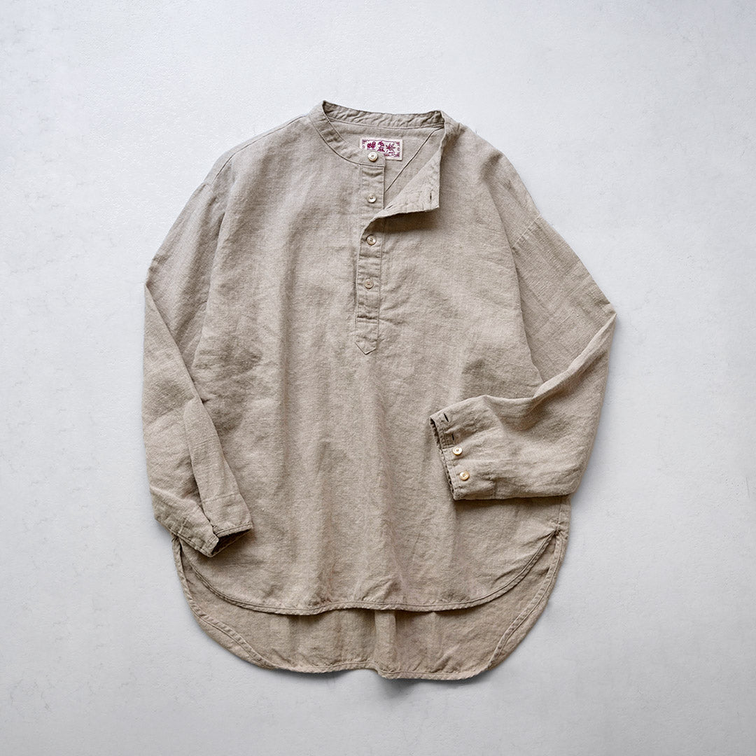 KEMA DESIGNS（ケマデザインズ） ブラッシュドリネン ヘンリーネック L/S 布帛Tシャツ 日本製
