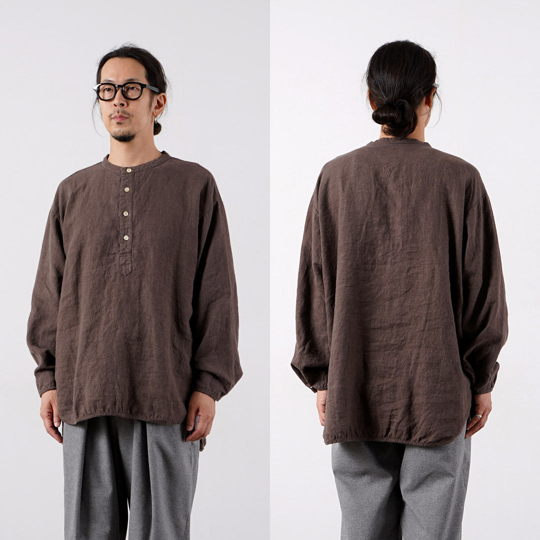 KEMA DESIGNS（ケマデザインズ） ブラッシュドリネン ヘンリーネック L/S 布帛Tシャツ 日本製