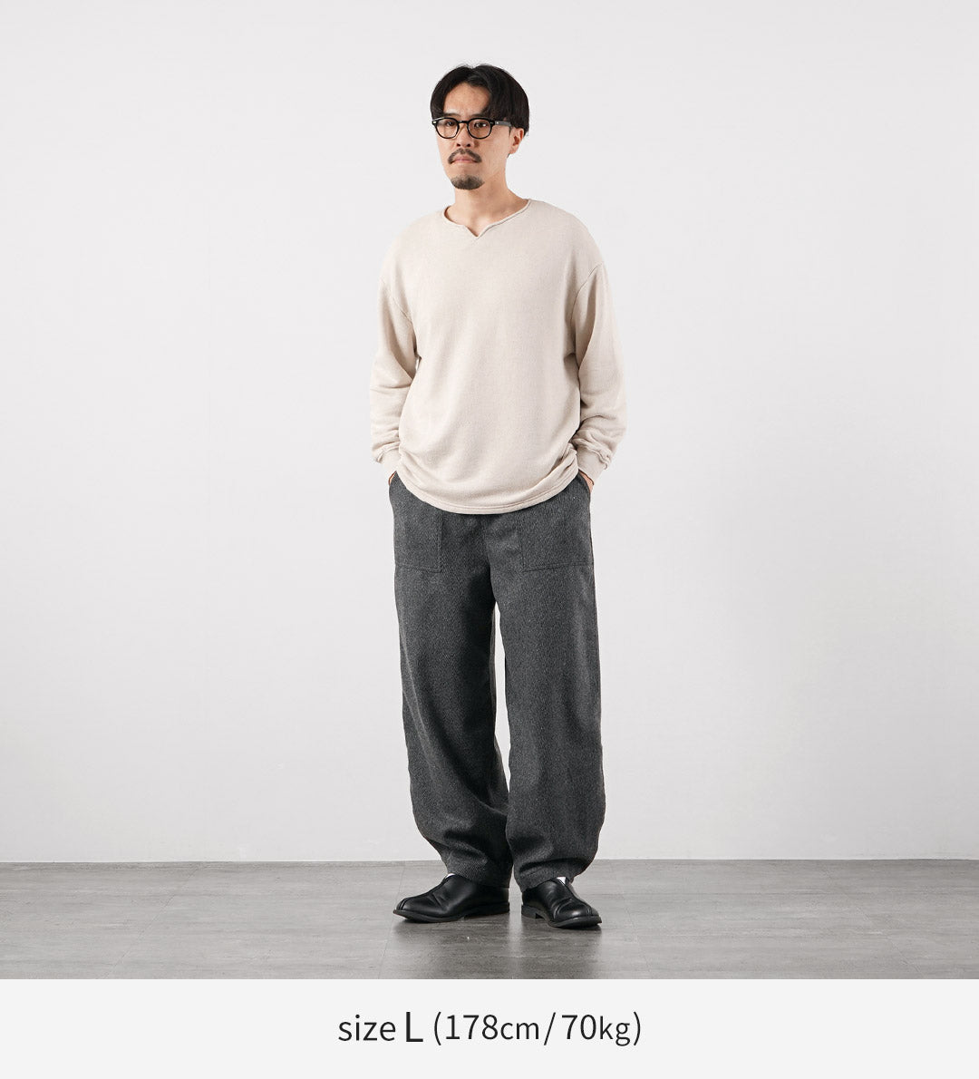 KEMA DESIGNS（ケマデザインズ） カシミアカルゼ ワイドテーパード ベイカーイージーパンツ ウール 日本製