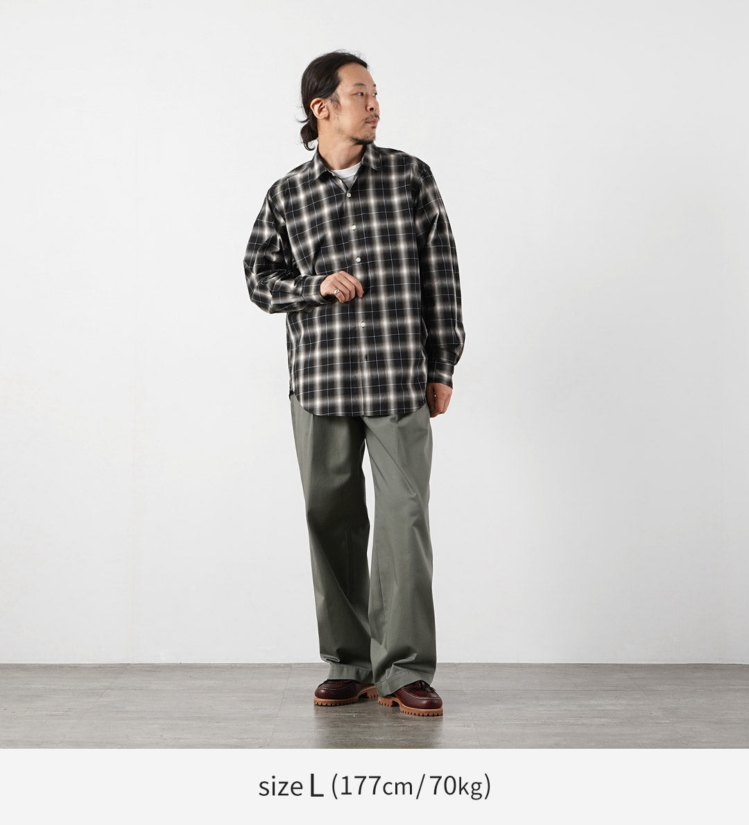 HARROWE HARROWE（ハロウハロウ） チェック レギュラーカラーシャツ 日本製