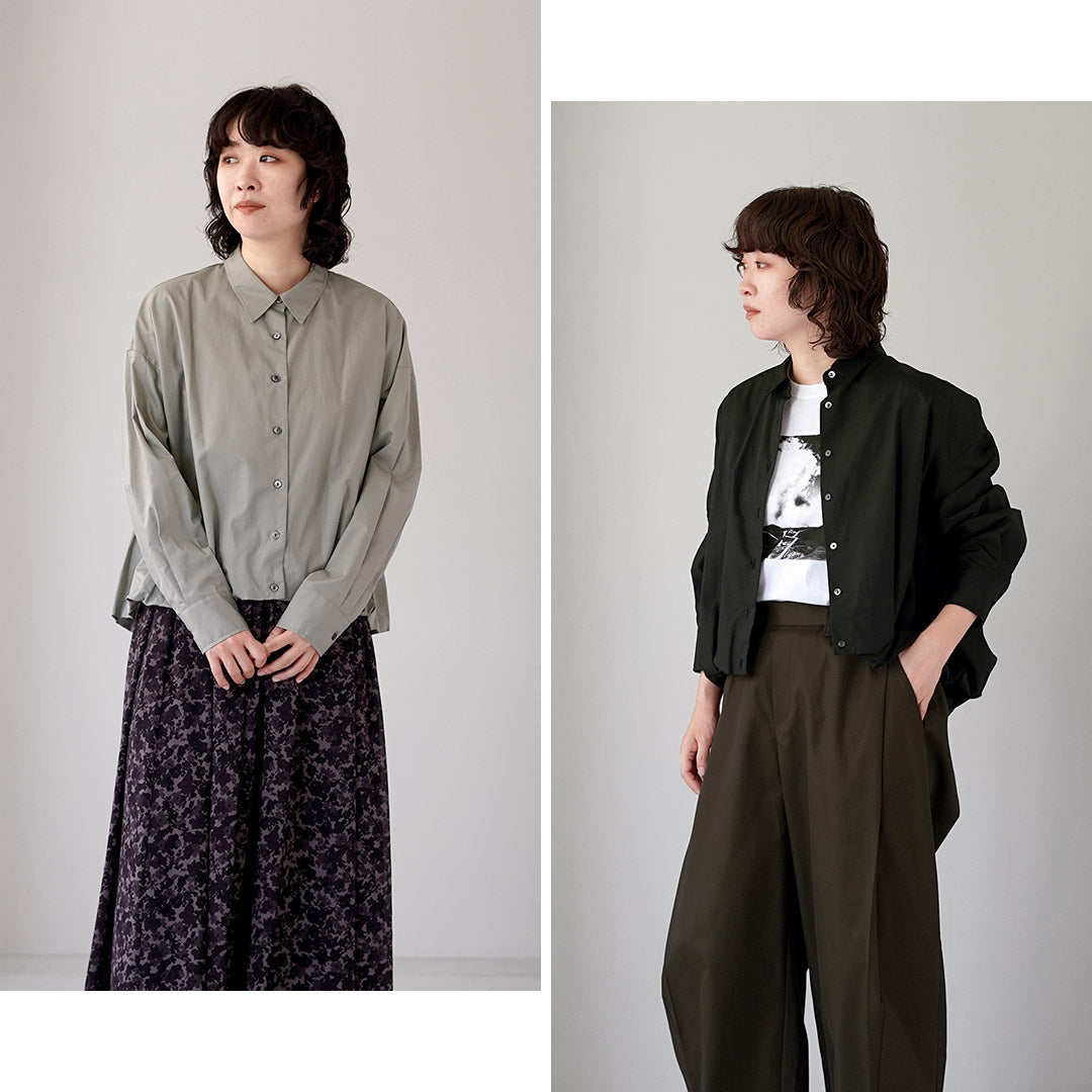 mizuiro ind（ミズイロインド） ロングスリーブ バルーンシャツ 日本製