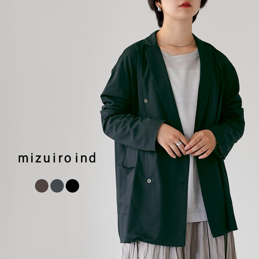 mizuiro ind ヒッコリー インディゴ コットンジャケット mizuiro ind（ミズイロインド） カット ダブルブレステッド