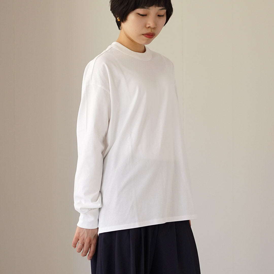 TRAVAIL MANUEL（トラバイユマニュアル） ミディ天竺 バックラウンド ロングスリーブ Tシャツ 日本製