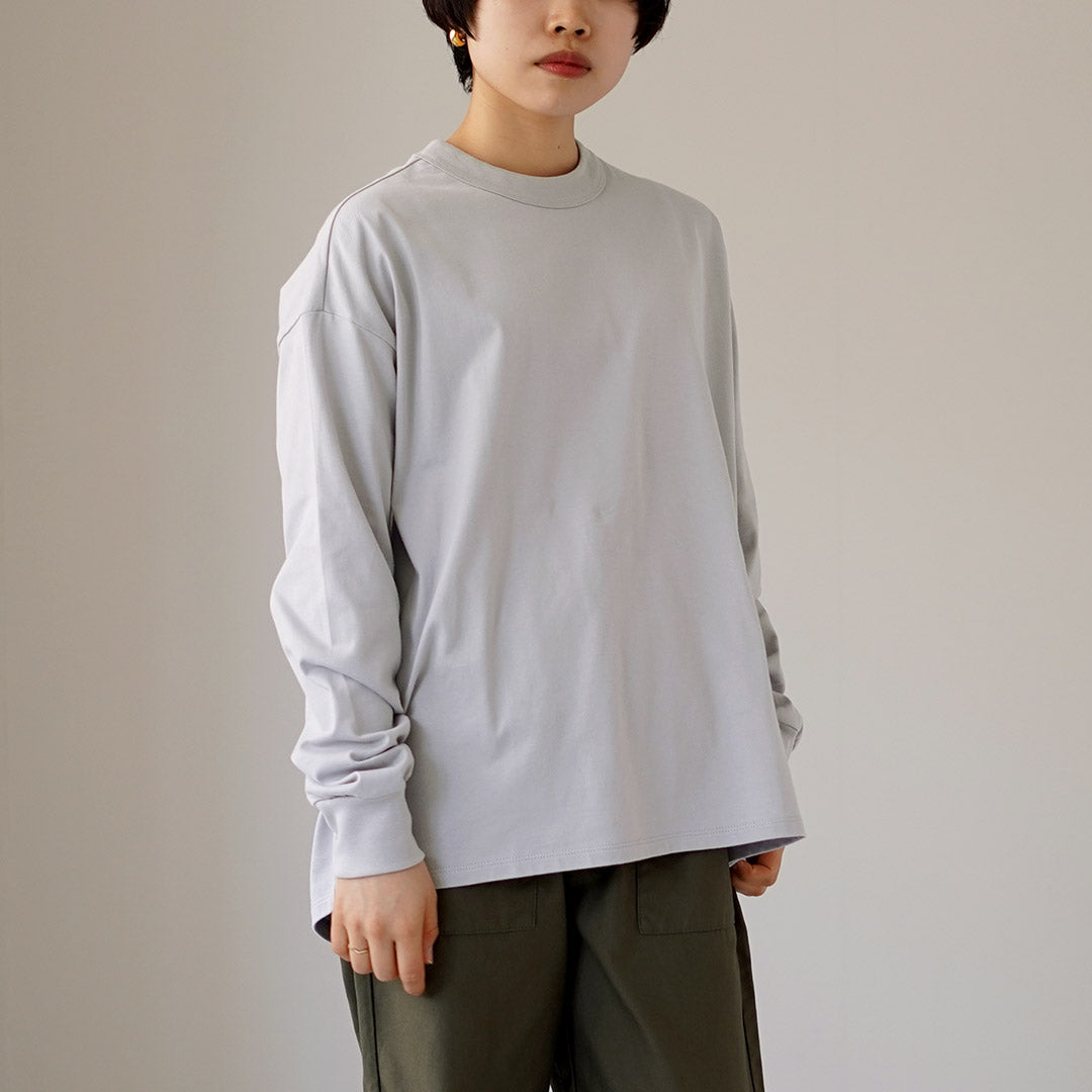 TRAVAIL MANUEL（トラバイユマニュアル） ミディ天竺 バックラウンド ロングスリーブ Tシャツ 日本製