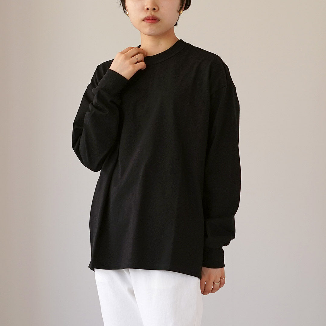TRAVAIL MANUEL（トラバイユマニュアル） ミディ天竺 バックラウンド ロングスリーブ Tシャツ 日本製