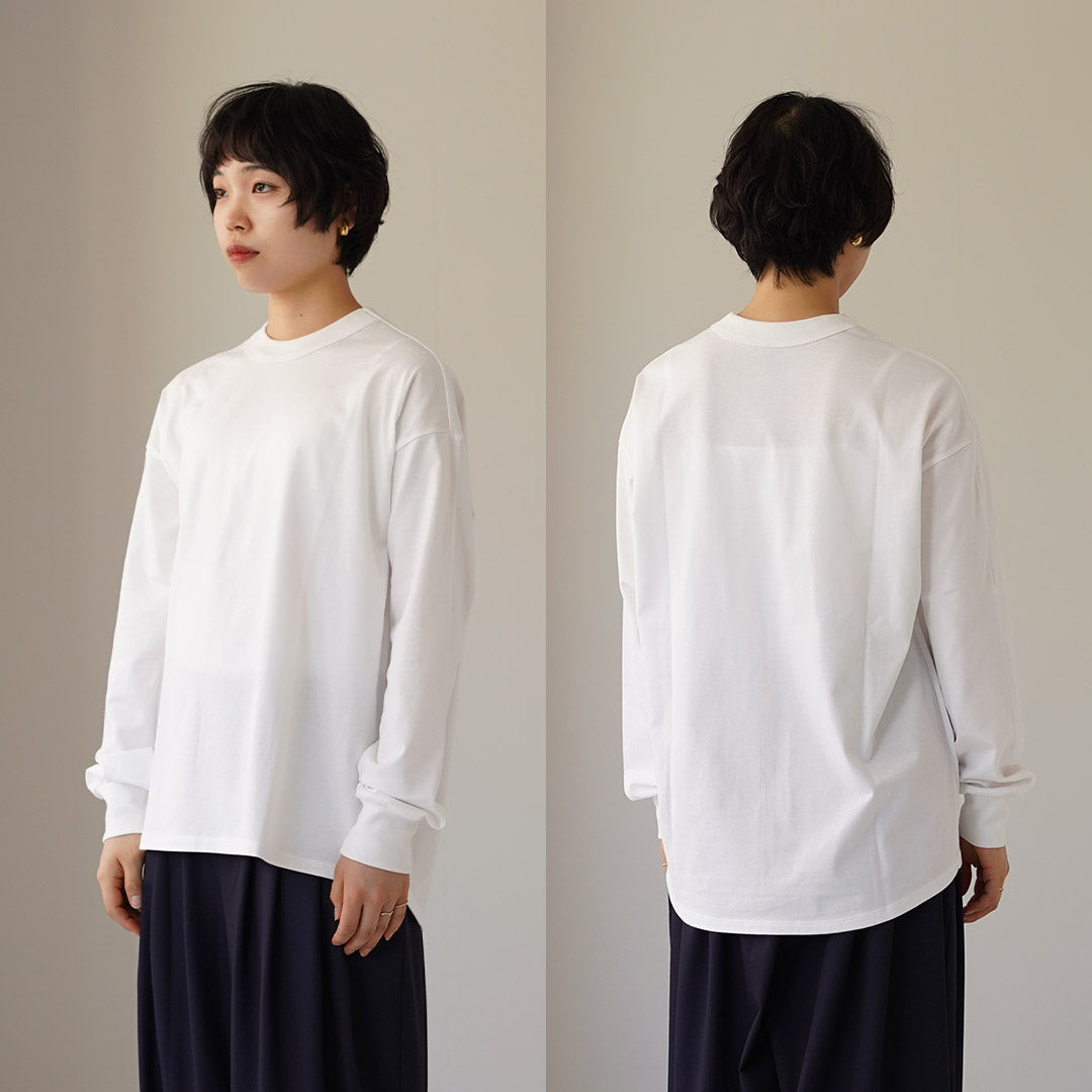 TRAVAIL MANUEL（トラバイユマニュアル） ミディ天竺 バックラウンド ロングスリーブ Tシャツ 日本製