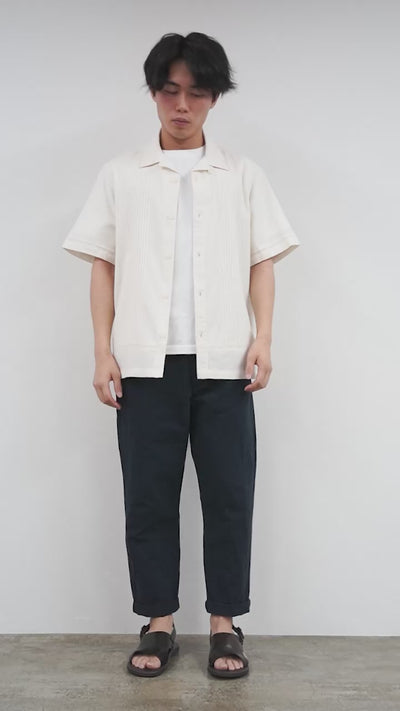 WAX LONDON（ワックスロンドン） ニュートン ピンタックシャツ / メンズ トップス 半袖 オープンカラー 綿 リネン NEWTON SHIRT PINTUCK SHIRT