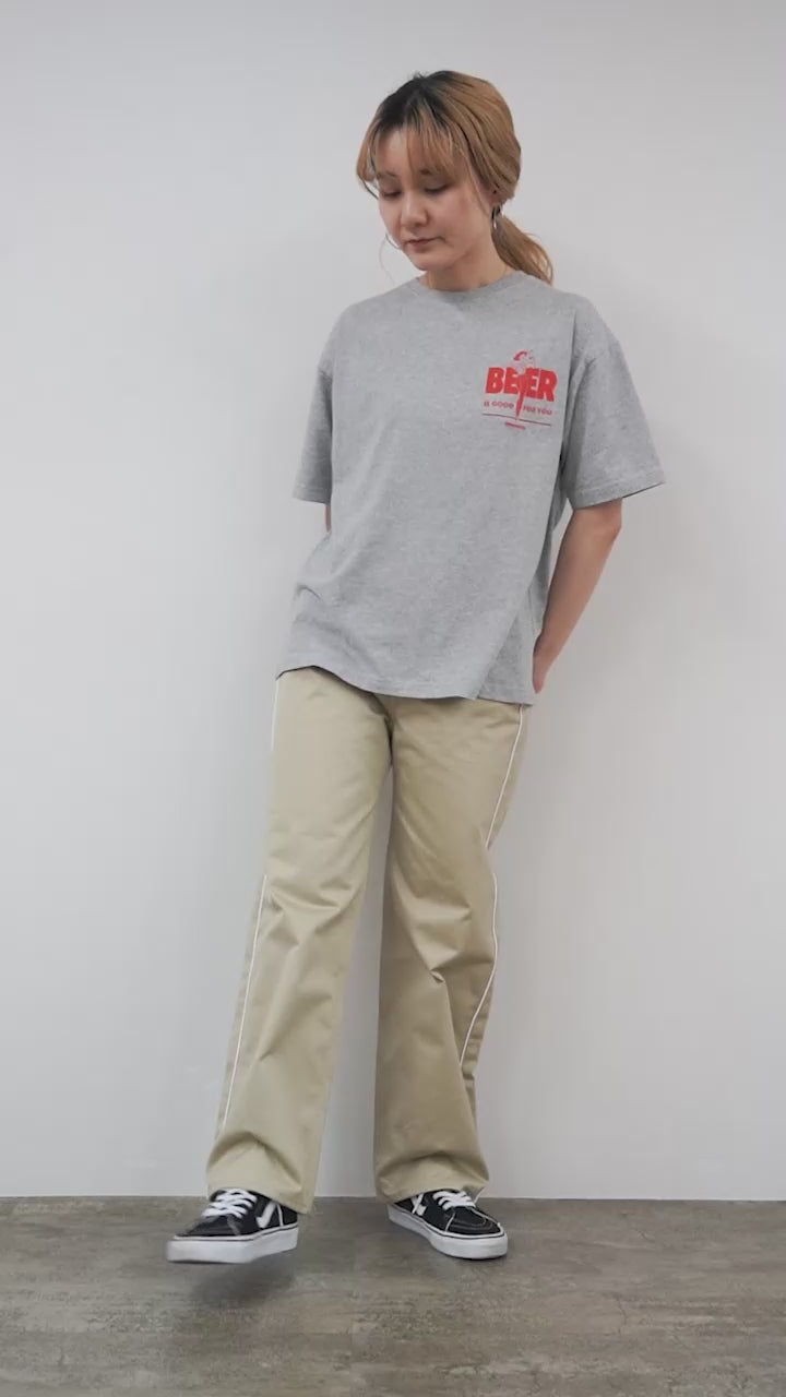 KHA:KI（カーキ） ボックスTEE / レディース トップス Tシャツ 半袖 カットソー 綿100 プリント BOX TEE -BEER STAND-