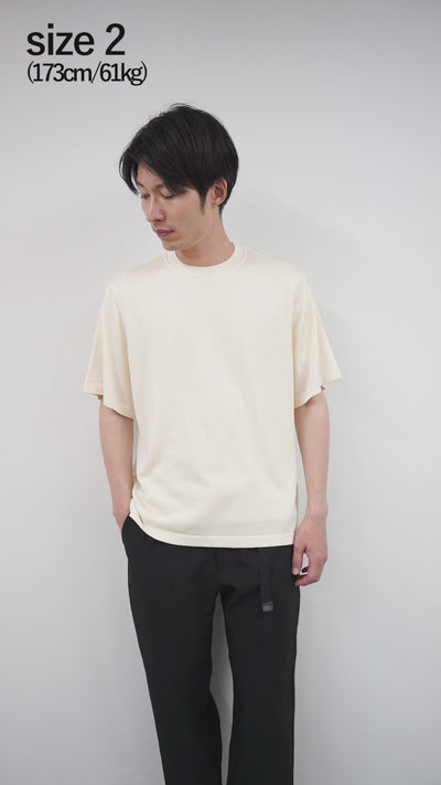 YONETOMI NEW BASIC（ヨネトミニューベーシック） シルクニット Tシャツ / メンズ レディース 半袖 ロンT プルオーバー クルーネック 日本製 SILK KNIT TEE