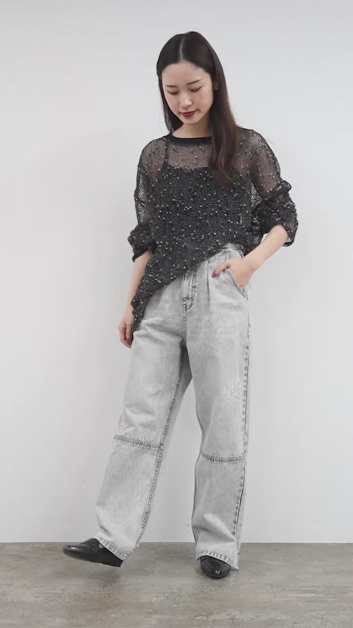 YENN（イェン） ハイライズ タックワイドパンツ / レディース ボトムス デニム シーンズ ハイウエスト HIGH RISE TUCK WIDE PT L/GRAY