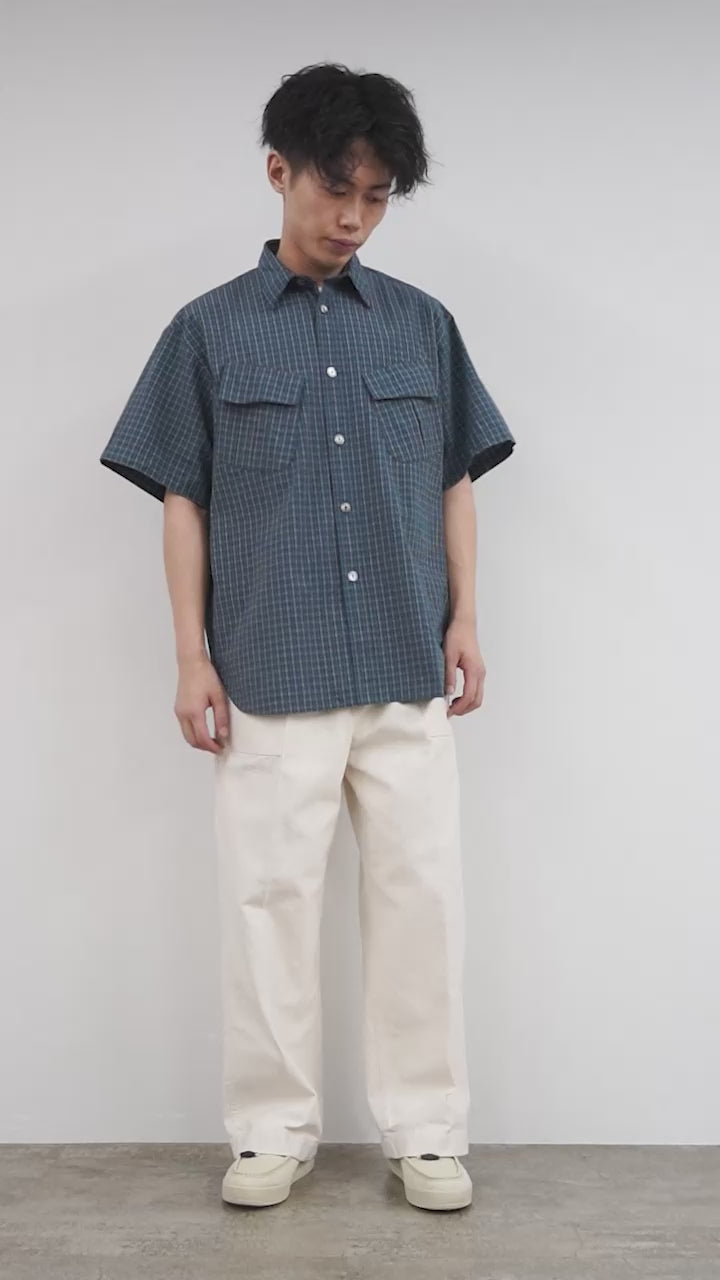 FUJITO（フジト） 半袖 ファティーグシャツ / レギュラーカラー オーバーシルエット 綿 コットン チェックシャツ 日本製 S/S Fatigue Shirt