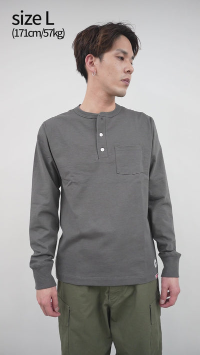 FELCO × HEALTH KNIT（フェルコ × ヘルスニット） ポケットヘンリーネックTシャツ / 長袖 / 抗菌防臭 吸汗速乾 / アメリカ コットン / 無地 / メンズ / 21024 /  L/S POCKET HENLY NECK T-SHIRT