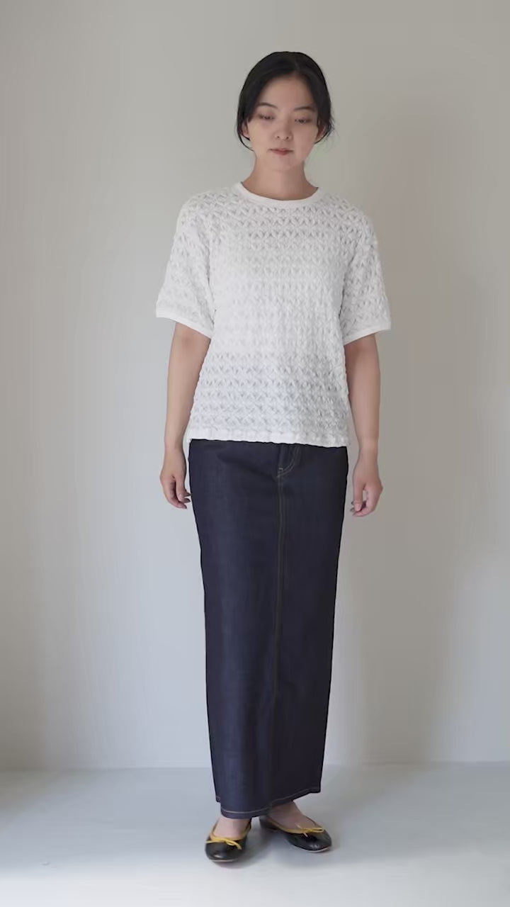 mizuiro ind（ミズイロインド） ストレッチレース クルーネック T