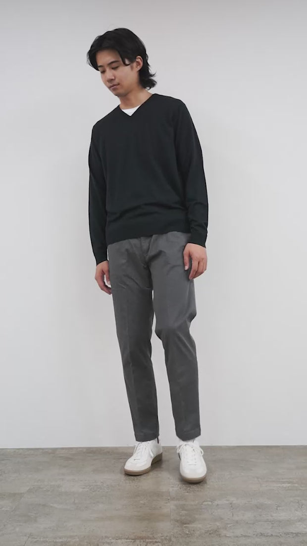 JOHN SMEDLEY ジョン スメドレー　ウール　Vネック　30G　グレー