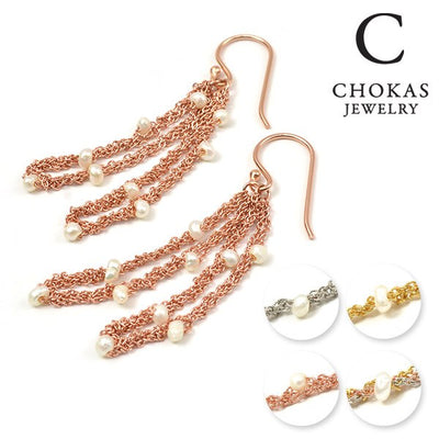 CHOKAS（チョカス） トリプルチェーン パール ピアス / イヤリング / シルバー925 / レディース アクセサリー クリスマス プレゼント ギフト