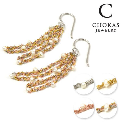 CHOKAS（チョカス） トリプルチェーン パール ピアス / イヤリング / シルバー925 / レディース アクセサリー クリスマス プレゼント ギフト