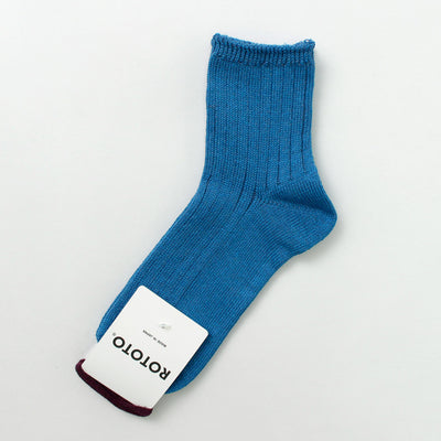 ROTOTO（ロトト） R1462 ショートリネンコットンリブソックス / 靴下 メンズ レディース 日本製 麻 綿 LINEN COTTON RIBBED ANKLE SOCKS