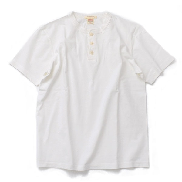 BARNS（バーンズ） BR-8146 小寸編み ヘンリーネック 半袖 Tシャツ