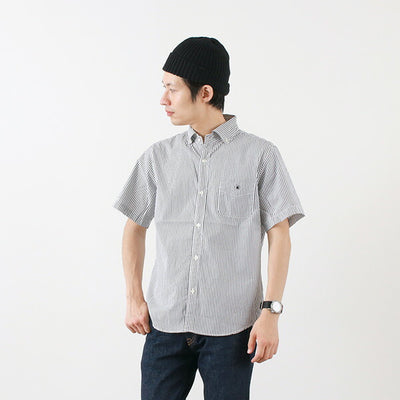 BARNS（バーンズ） BR-7551R SSBD ストライプシャツ / ボタンダウン / メンズ / コットン / 半袖 / 日本製 / SSBD STRIPE SHIRT / クールビズ
