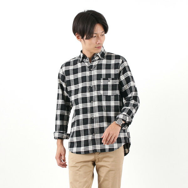 BARNS (バーンズ) 別注 BR-8078 チェック ボタンダウンシャツ / メンズ / コットン ネル / ネルシャツ / 長袖 / 日本製