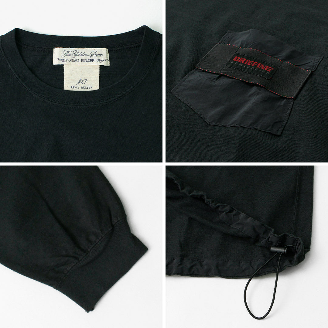 REMI RELIEF × BRIEFING（レミレリーフ × ブリーフィング） ロングスリーブTシャツ1 / ロンT カットソー ポケT 長袖 メンズ 日本製