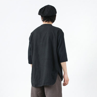 SLOW HANDS（スローハンズ）ヘンリーネック コンビ Tシャツ 6分袖 / 半袖 綿 速乾 ラウンドカット コットン ヘンプ メンズ