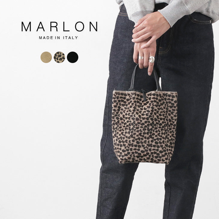 【30％OFF】MARLON（マーロン） ハラコ ショッパー ミニバッグ / ショルダーストラップ / レディース / ハンドバッグ / 2way / 牛革 レザー / レオパード / イタリア製 / SHOPPER MINI HALF PONY CON TRACOLLA【セール】