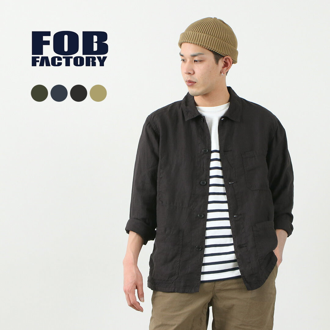 FOB FACTORY（FOBファクトリー） F2413 ヘンプシャツ ジャケット / メンズ ライトアウター カバーオール シンプル