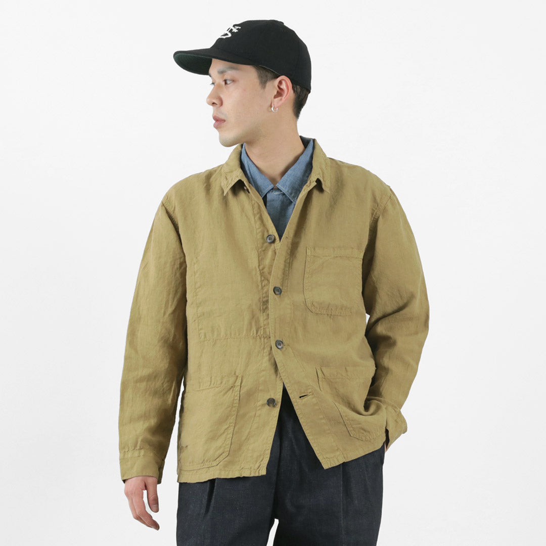 FOB FACTORY（FOBファクトリー） F2413 ヘンプシャツ ジャケット / メンズ ライトアウター カバーオール シンプル