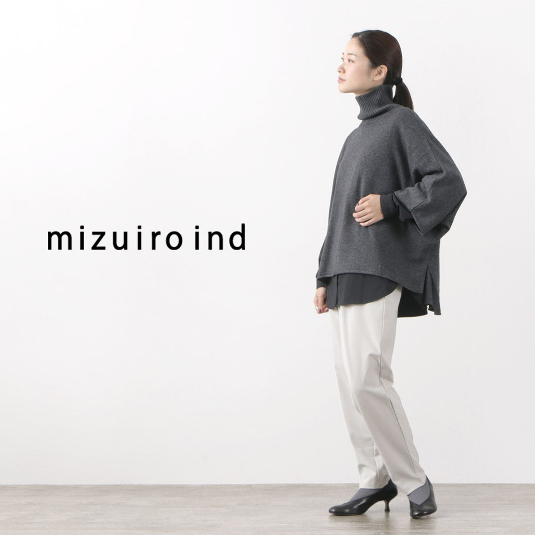 mizuiro ind（ミズイロインド） ポンチョライク ハイネックプルオーバー ニット