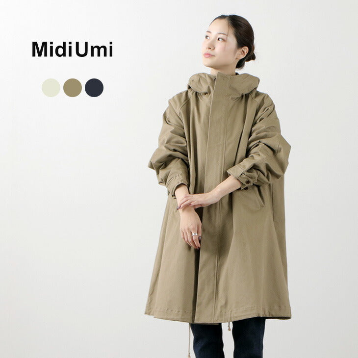 MIDIUMI（ミディウミ） フーデッド ロング ジップ コート / レディース