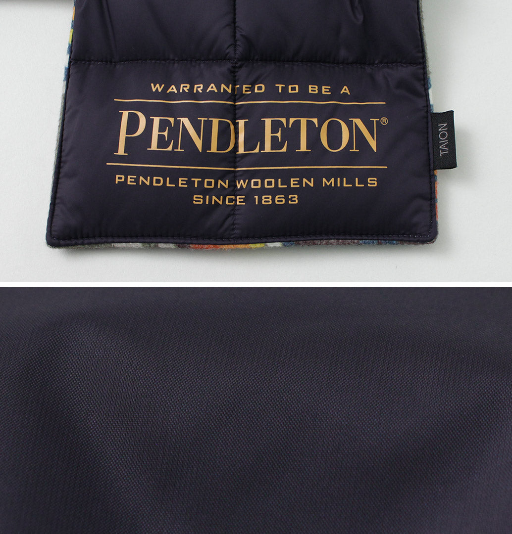 PENDLETON（ペンドルトン） リバーシブル ダウンマフラー メンズ レディース ユニセックス タイオン TAION 柄 無地 アウトドア リバーシブル 2WAY REVERSIBLE DOWN MUUFLER