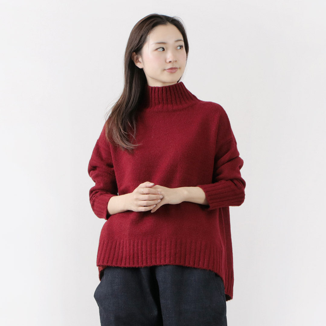 MAO MADE（マオメイド） ヤクフィール ハイネック プルオーバー レディース トップス ニット セーター ゆったり 暖かい 長袖 Aライン モックネック クリスマス プレゼント ギフト