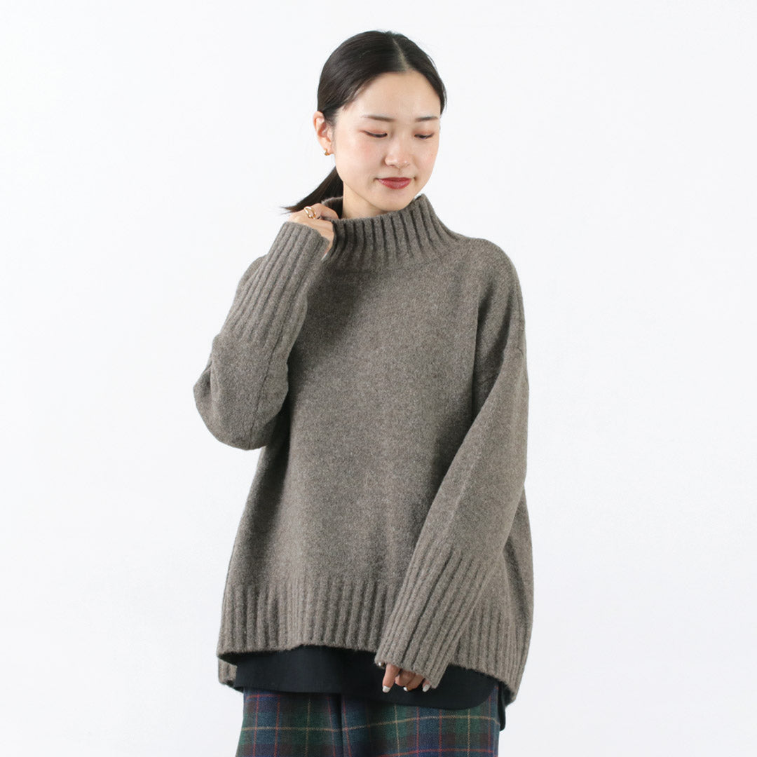 MAO MADE（マオメイド） ヤクフィール ハイネック プルオーバー レディース トップス ニット セーター ゆったり 暖かい 長袖 Aライン モックネック クリスマス プレゼント ギフト