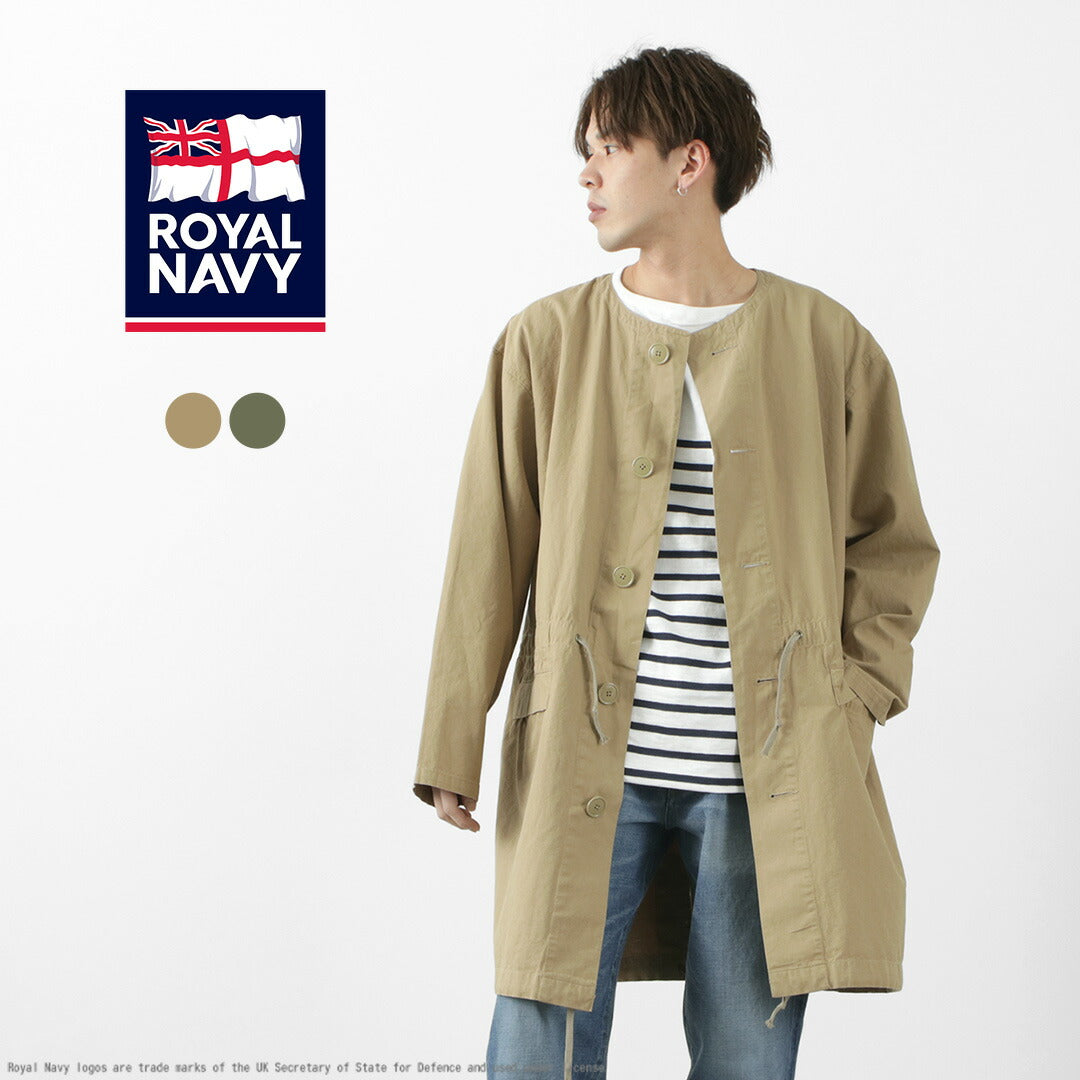 ROYAL NAVY（ロイヤルネイビー） スノーカモ ノーカラーオーバーコート / メンズ レディース / コットンサージ / ミリタリー –  ROCOCO ONLINE STORE