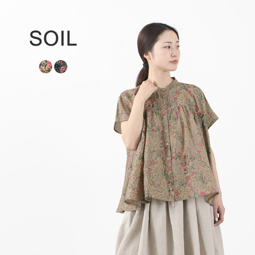 SOIL（ソイル） コットンシルク フラワープリント バンドカラー