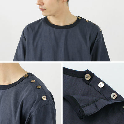 RE MADE IN TOKYO JAPAN（アールイー） リネン クールマックス ボタンバスク / メンズ 半袖 シャツ 無地 麻 COOLMAX 日本製 Linen Cool Max Button Basque