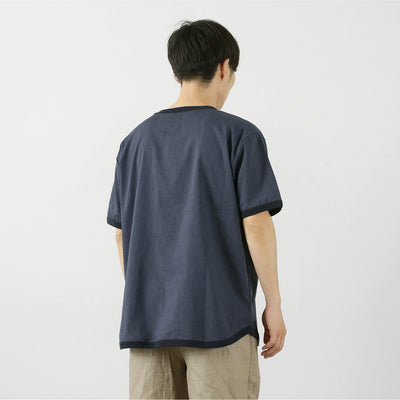 RE MADE IN TOKYO JAPAN（アールイー） リネン クールマックス ボタンバスク / メンズ 半袖 シャツ 無地 麻 COOLMAX 日本製 Linen Cool Max Button Basque