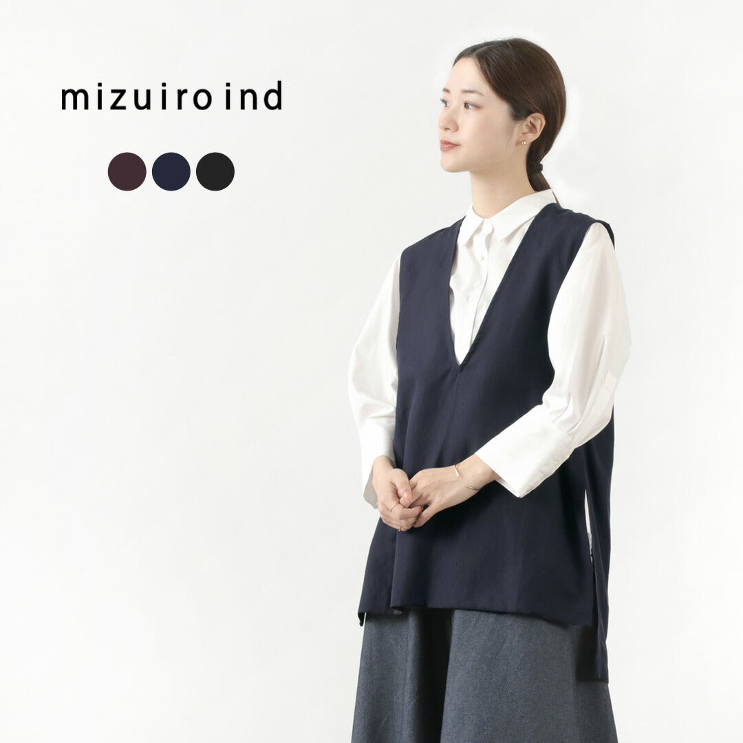 30％OFF】mizuiro ind（ミズイロインド） ディープ Vネック ベスト