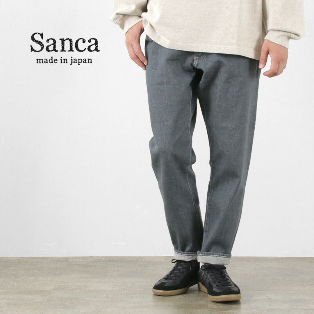 SANCA（サンカ） グレー デニム 5ポケット テーパードフィット / メンズ ジーンズ ジーパン パンツ テーパード セルヴィッチ 日本製