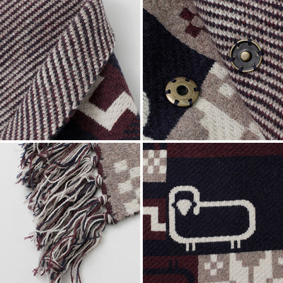 WOOLRICH（ウールリッチ） ニット チェック ブランケット メンズ レディース 膝掛け ケープ ユニセックス ダブルジャカード KNIT CHECK BLANKET クリスマス プレゼント ギフト