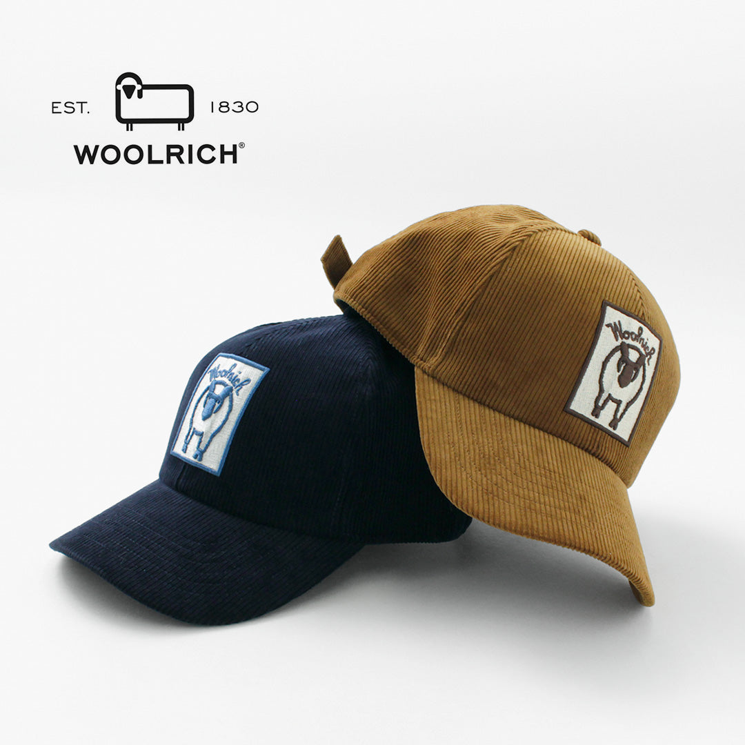 WOOLRICH（ウールリッチ） ロゴキャップ メンズ 帽子 コーデュロイ コットン 綿 ワッペン LOGO CAP クリスマス プレゼント ギフト