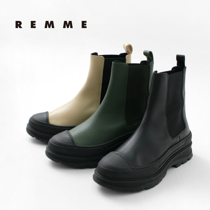 REMME（レメ） サイドゴアブーツ シューズ 靴 レディース ショート 厚底 フラット ローヒール ハイカット レザー 牛革 シンプル カ –  ROCOCO ONLINE STORE