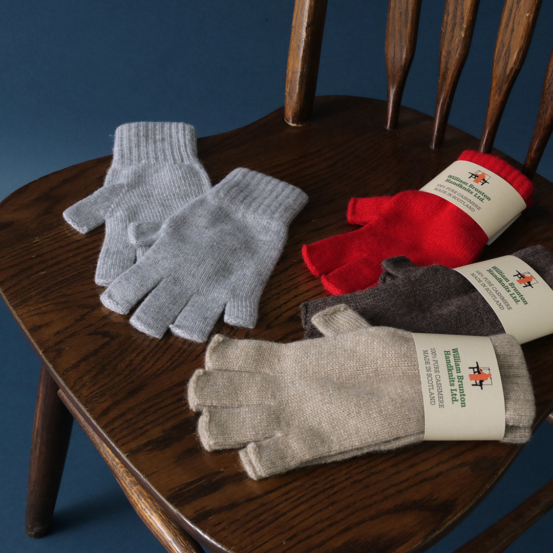 【30%OFF】WILLIAM BRUNTON(ウィリアムブラントン) 2PLY フィンガーレスグローブ 手袋 指なし レディース カシミヤ ...