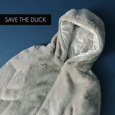 SAVE THE DUCK（セーブザダック） ライラ シンセティックダウン リバーシブル ボアフードジャケット レディース アウター ブルゾン キルティング フェイクファー 防風 防水 防寒 軽量 セイブザダック