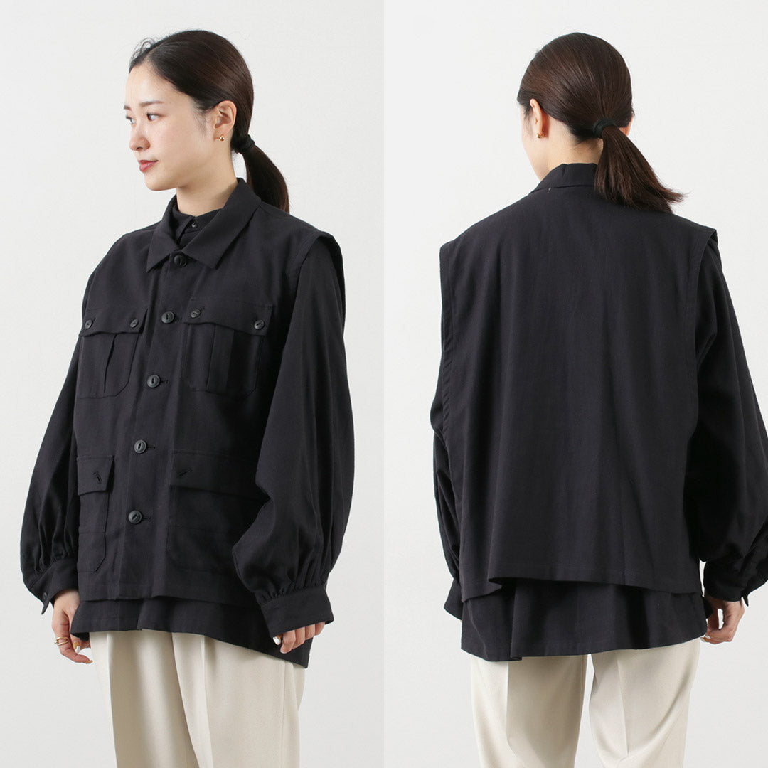 F/CE.（エフシーイー） レイヤード コットンシャツブルゾン レディース ミリタリー ベスト セット 3WAY 日本製 LAYERED OG COTTON SHIRT