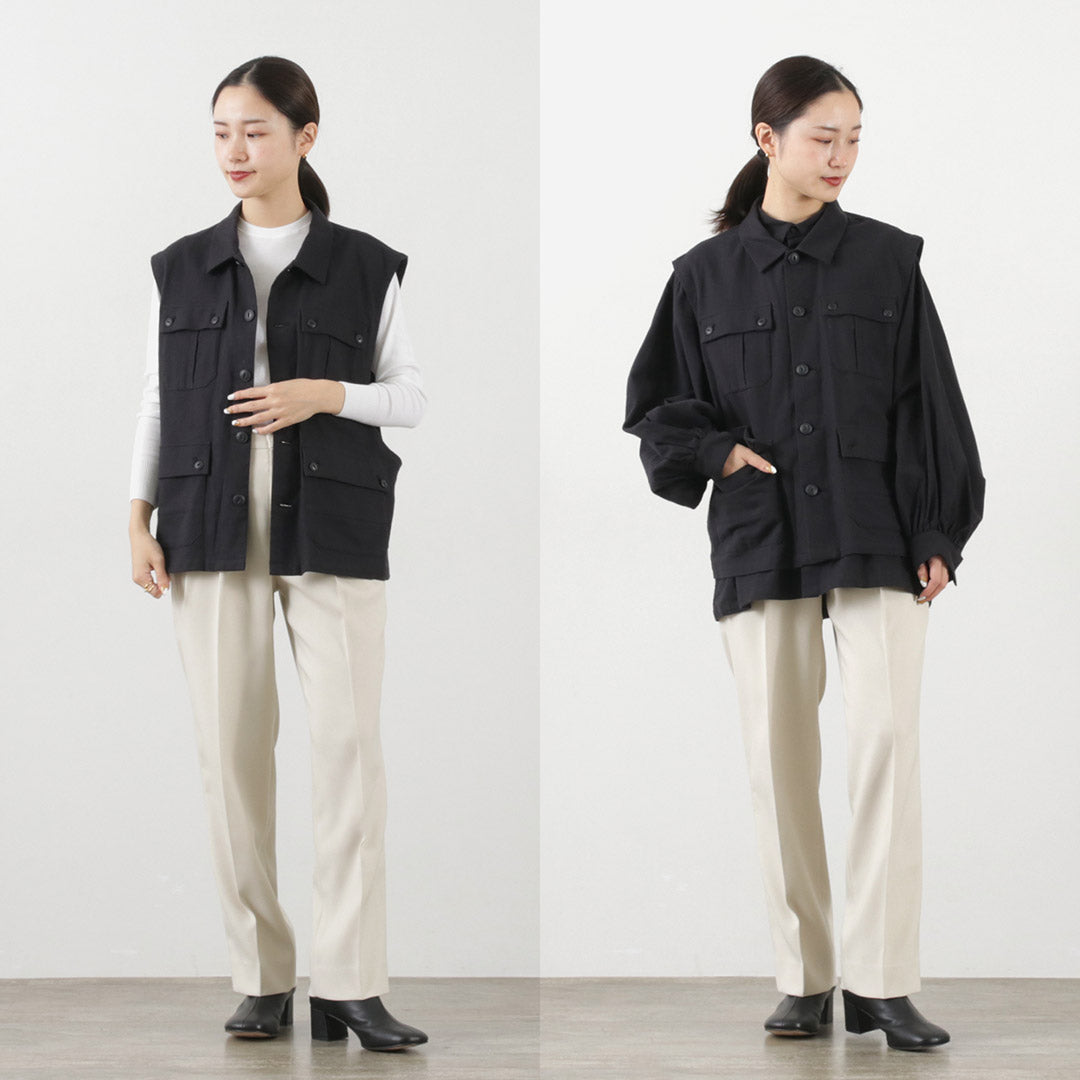 F/CE.（エフシーイー） レイヤード コットンシャツブルゾン レディース ミリタリー ベスト セット 3WAY 日本製 LAYERED OG COTTON SHIRT