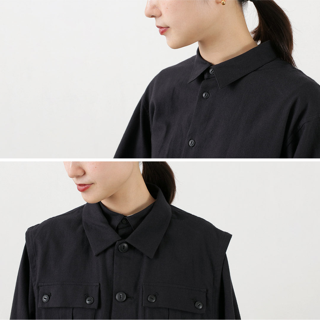 F/CE.（エフシーイー） レイヤード コットンシャツブルゾン レディース ミリタリー ベスト セット 3WAY 日本製 LAYERED OG COTTON SHIRT