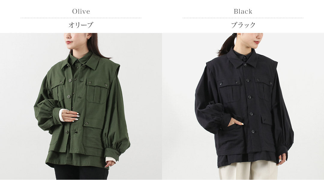 F/CE.（エフシーイー） レイヤード コットンシャツブルゾン レディース ミリタリー ベスト セット 3WAY 日本製 LAYERED OG COTTON SHIRT